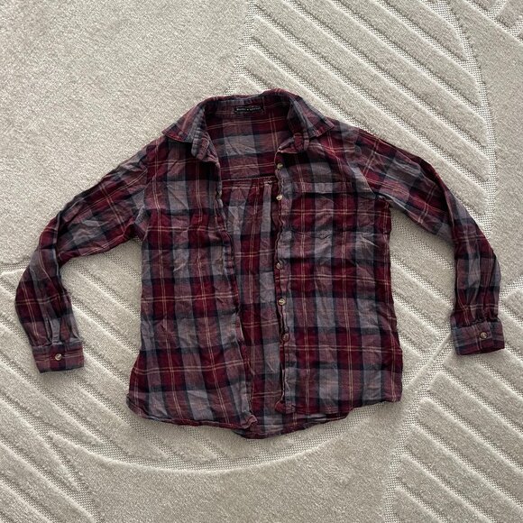 Brandy Melville Cotton Plaid Button Down Flannel, in OS - Picture 2 of 5
